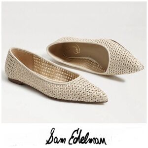 SAM EDELMAN Wanda Cream / Ivory Pointed Toe Summer Bohemian Ballet Flats Sz 8
